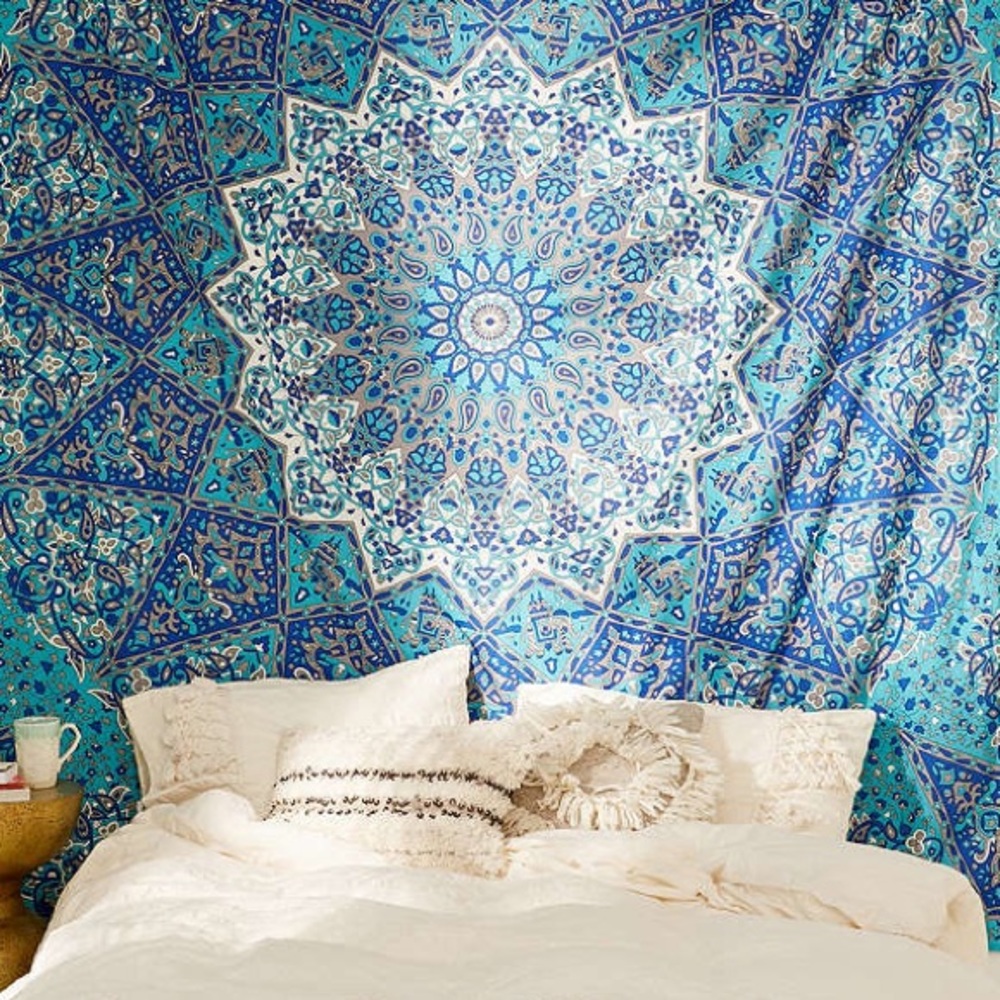 blue and white tapestry from urban outfitters